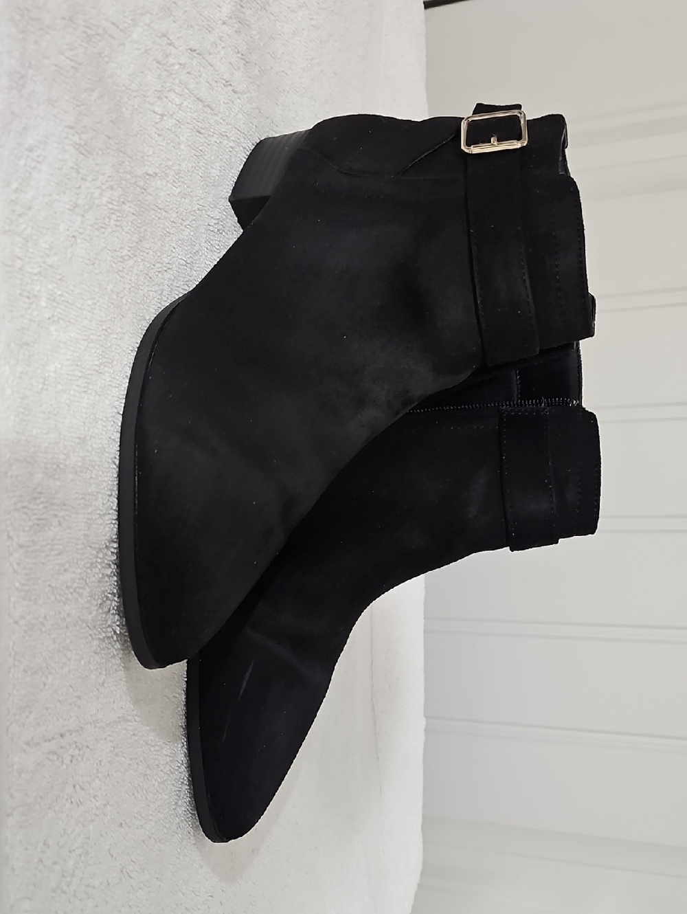 Forever 21 Black Suede Ankle Booties with Buckle